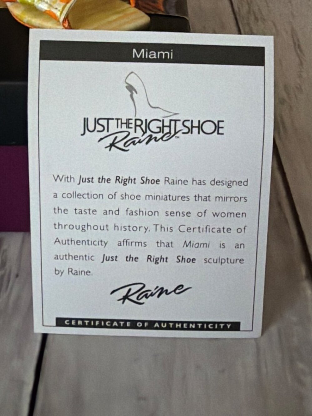 2006 Just the Right Shoe Raine "Miami" Mini Shoe Figurine NEW w/Box & COA #26016 - Picture 4 of 11
